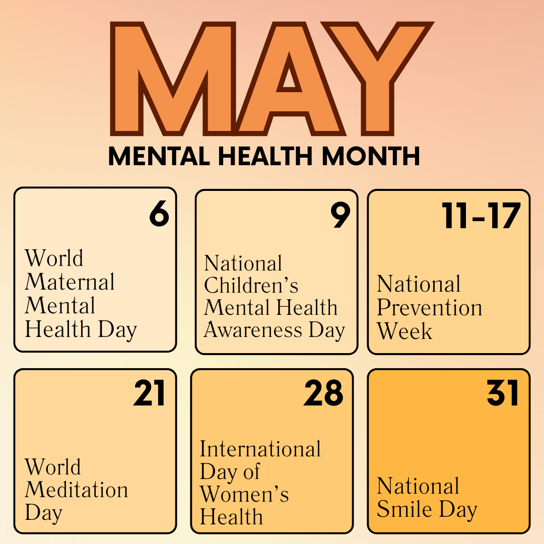 May: Mental Health Month calendar of awareness days