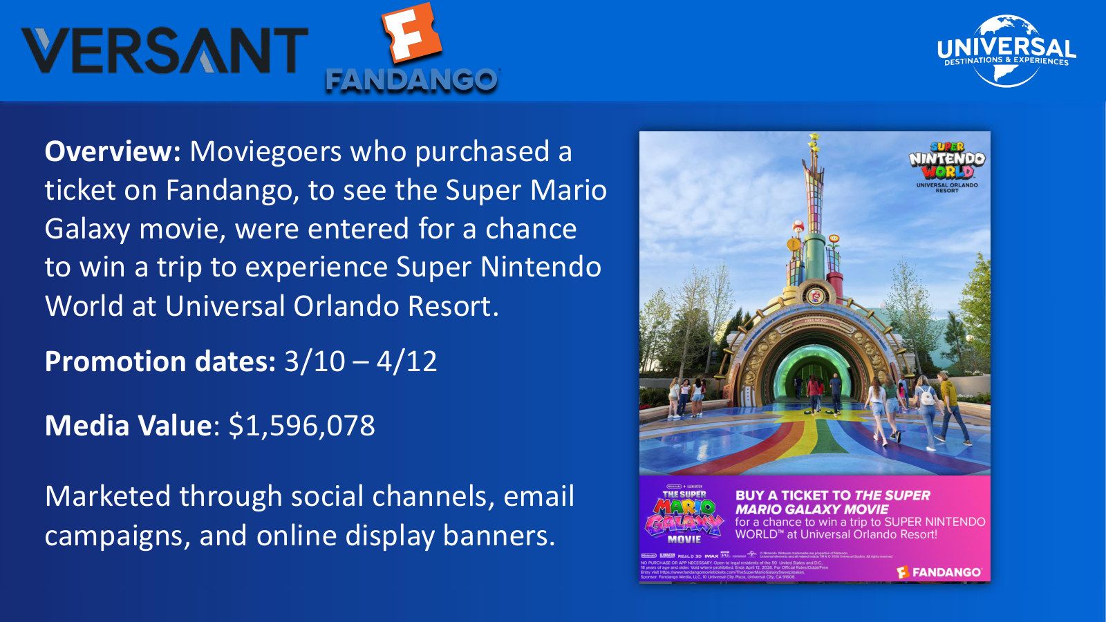 Fandango sweepstakes for the Super Mario Galaxy Movie, with a trip to Super Nintendo World